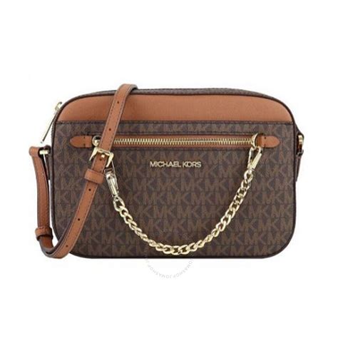 michael kors 35s1gttc9b|Michael Kors Ladies Brown Jet Set Large Logo Crossbody Bag.